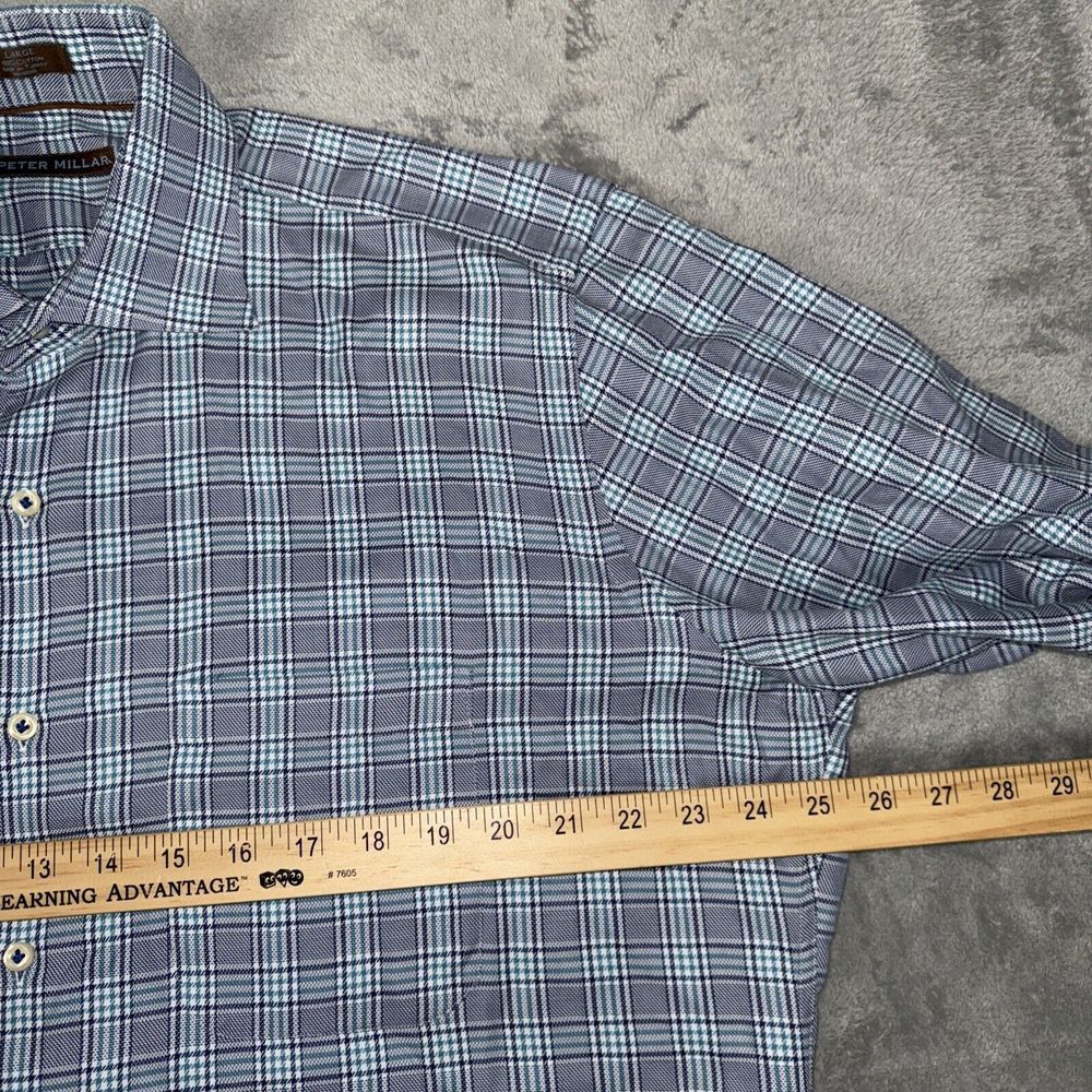 Peter Millar Long‎ Sleeve Button Shirt Mens Large Houndstooth Plaid - Picture 7 of 9